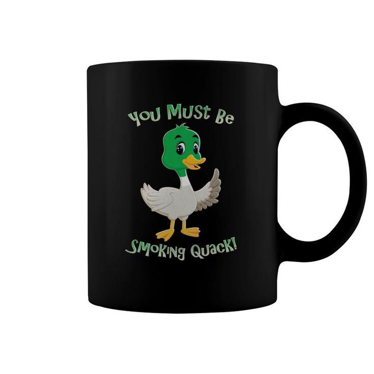 Adult Humor Duck Smoking Quack Pun Funny Dad Gifts Jokes Coffee Mug
