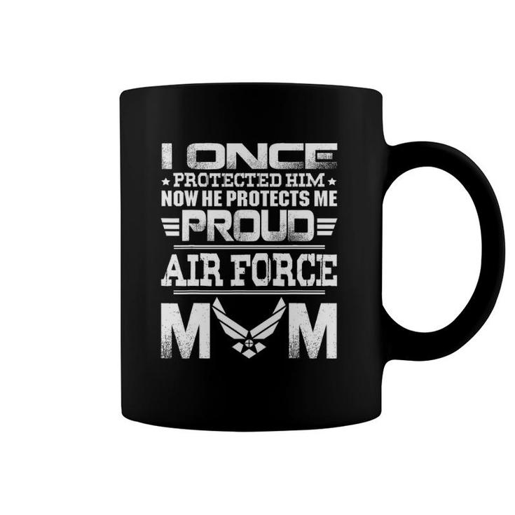 Air Force Momi Once Protected Him Now He Protects Me Coffee Mug