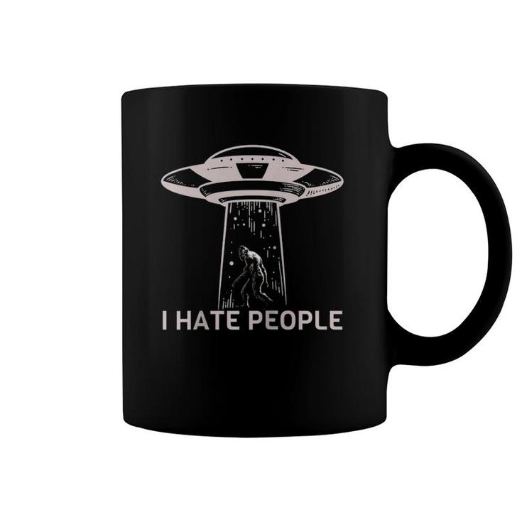 Alien Bigfoot Ufo - I Hate People Raglan Baseball Tee Coffee Mug