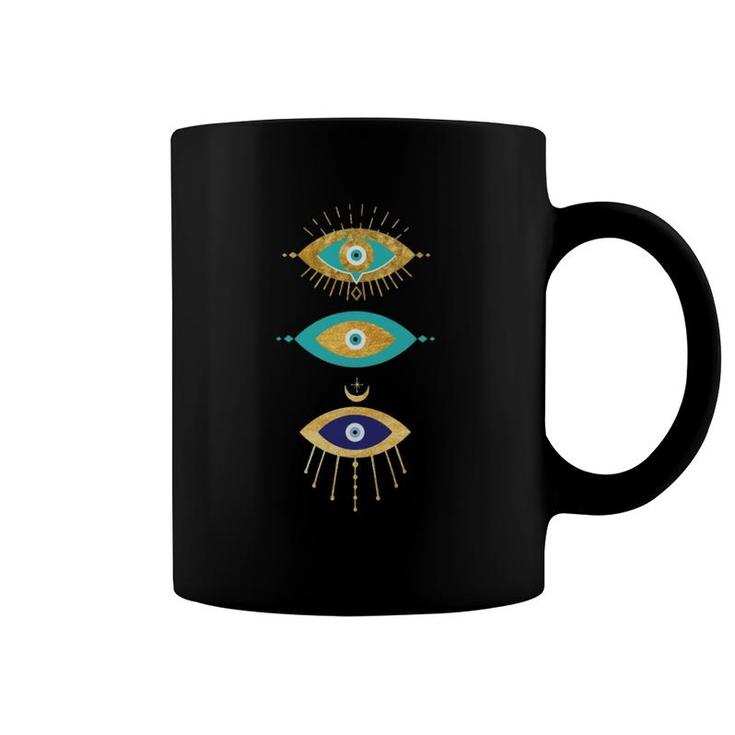 All Seeing Evil Eyes Yellow Eyelashes Curse Protection Coffee Mug