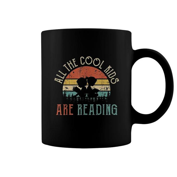 All The Cool Kids Are Reading Book Vintage Reto Sunset  Coffee Mug