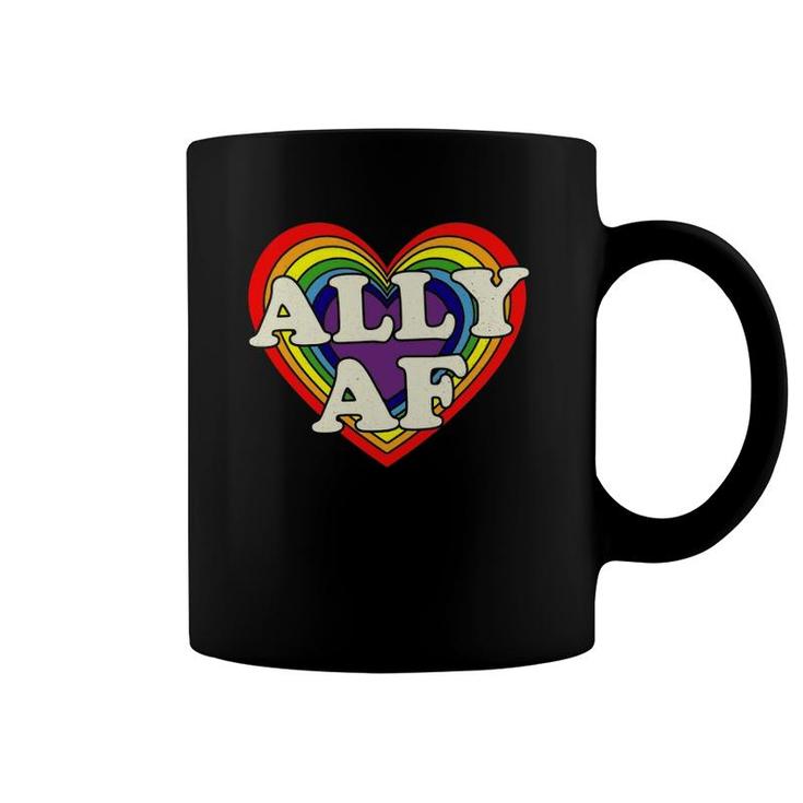 Ally Af - Gay Pride Month  - Lgbt Heart Rainbow Coffee Mug