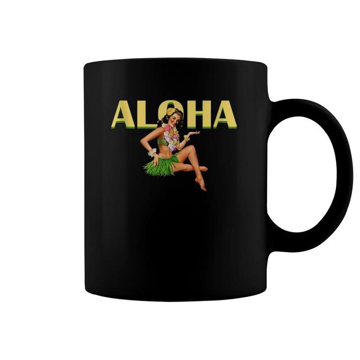 Aloha Hawaiian Retro Vintage Pin Up Girl Hawaii Coffee Mug