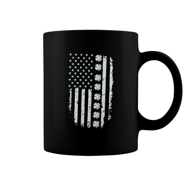 America Flag With Shamrocks Coffee Mug