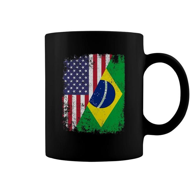 American Brazilian Roots Half American Usa Brazil Flags Coffee Mug