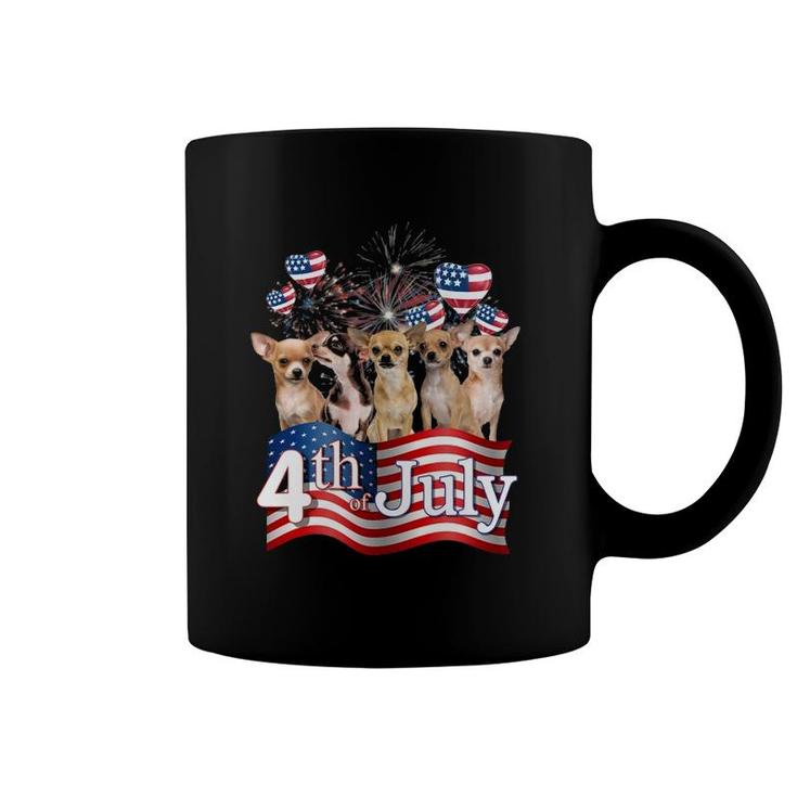 American Flag Chihuahua Dog 4Th Of July Patriotic Usa Funny Coffee Mug