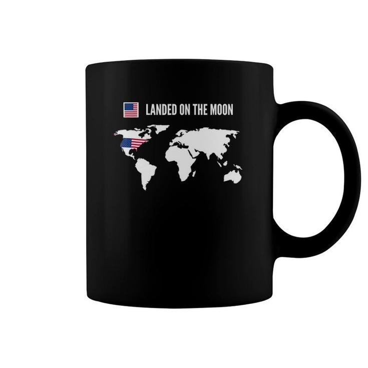 American Flag Funny Moon Landing Usa World Map Coffee Mug