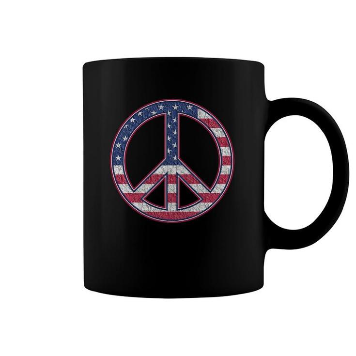 American Flag Peace Sign - America Pride - Usa Proud Patriot Coffee Mug
