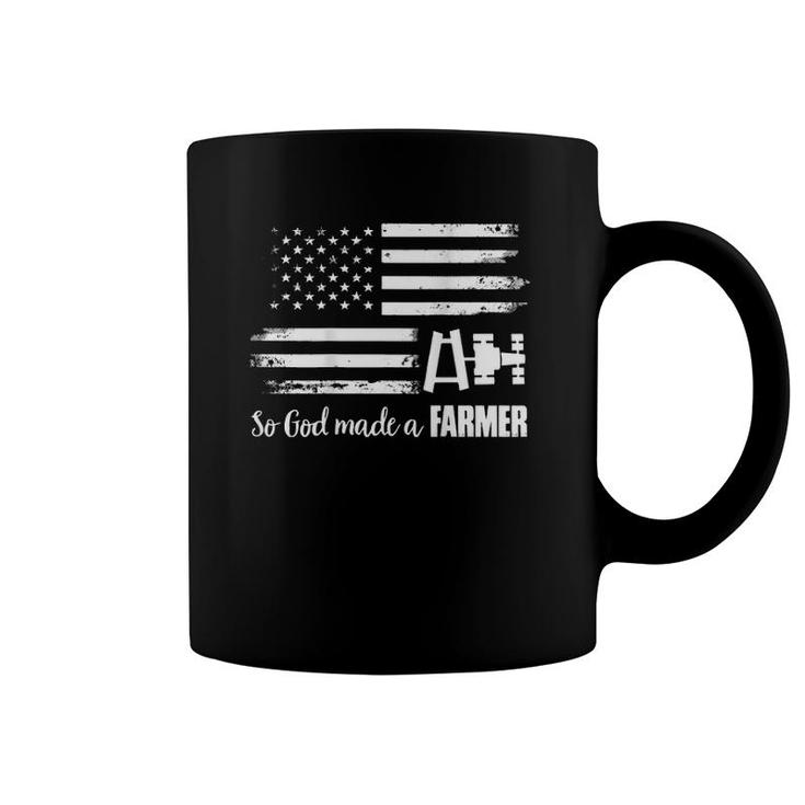 American Flag Tractor So God Made A Farmer Coffee Mug