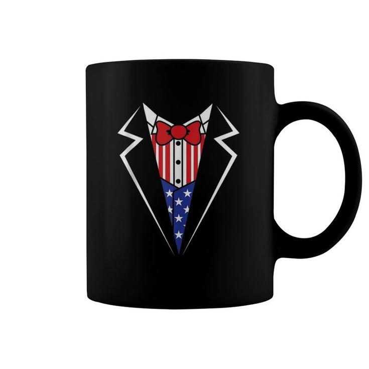 American Flag Tuxedo Bow Tie 4Th Of July Usa Merica Gift Coffee Mug