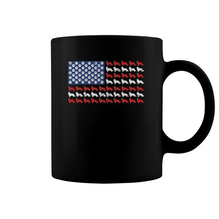 American Flag Usa Rough Collie 4Th Of July With Dog Paw Coffee Mug