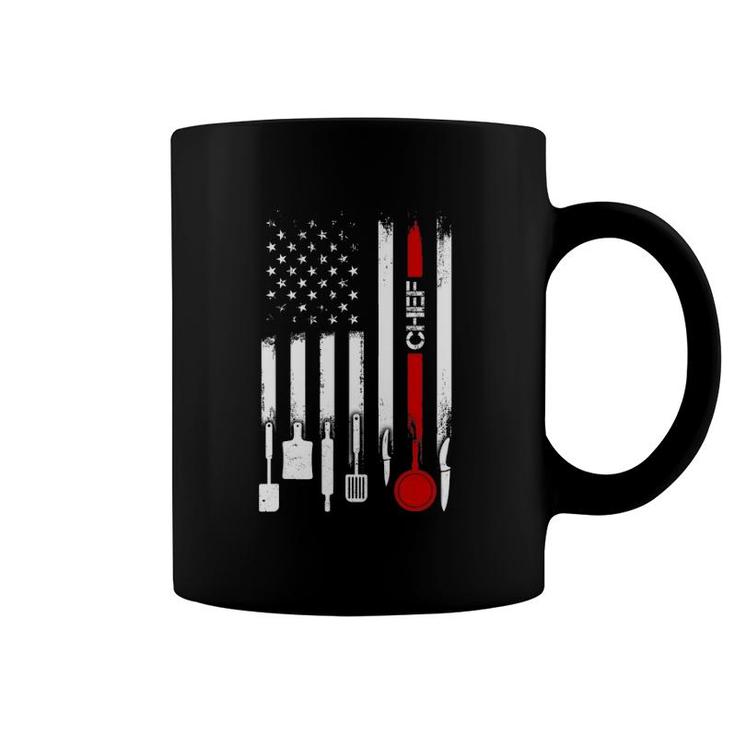American Flag With Cheffor Women Men Father Coffee Mug