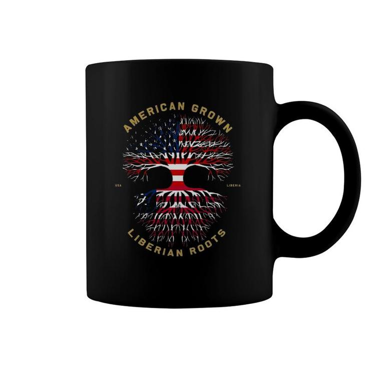 American Grown With Liberian Roots Tree Usa Flag Gifts Coffee Mug