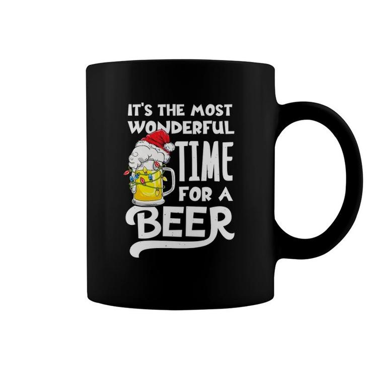American Santa Claus It's The Most Wonderful Time For A Beer Coffee Mug
