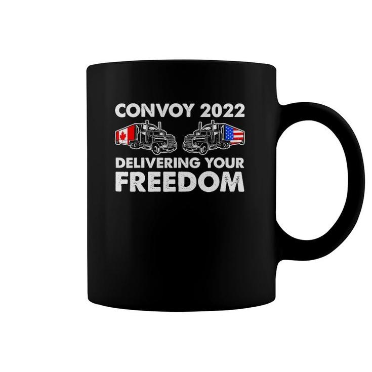 American Trucker Convoy 2022 Usa Canada Truck Driver Protest Coffee Mug