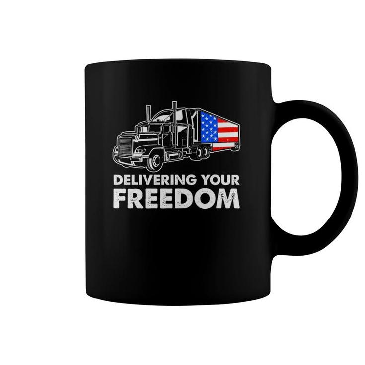 American Trucker Freedom Convoy 2022 Usa Canada Truck Driver  Coffee Mug