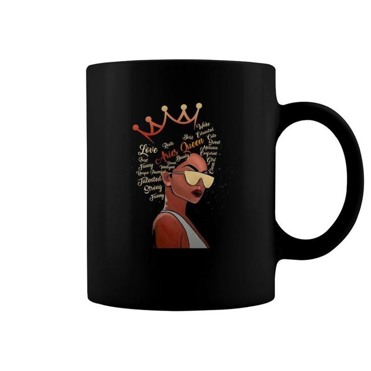 Aries Queen Strong Smart Afro Melanin Gift Black Women Coffee Mug