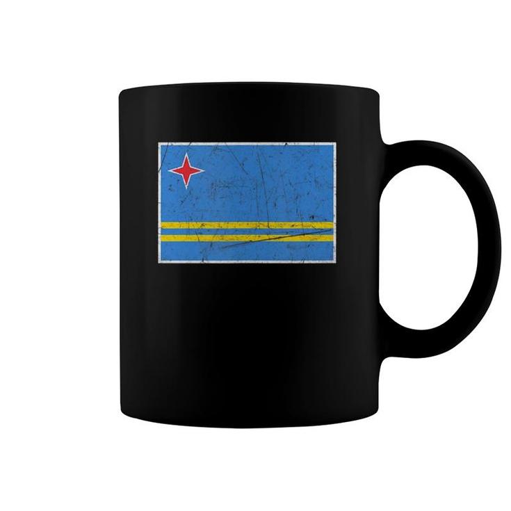 Aruba Flag With Vintage Aruban National Colors  Coffee Mug