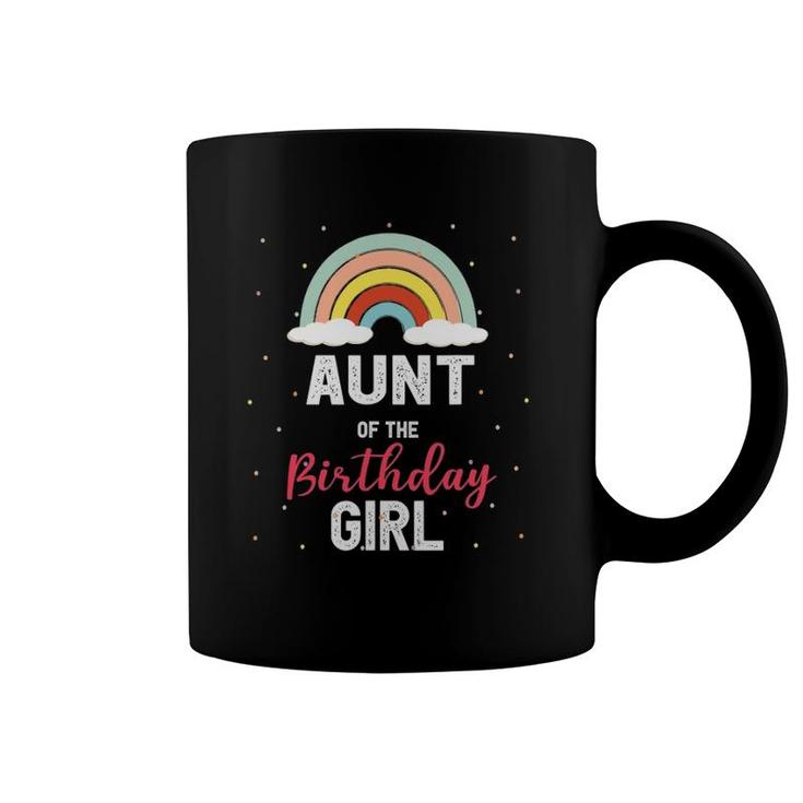 Aunt Of The Birthday Girl Aunt Gift Rainbow Birthday Coffee Mug