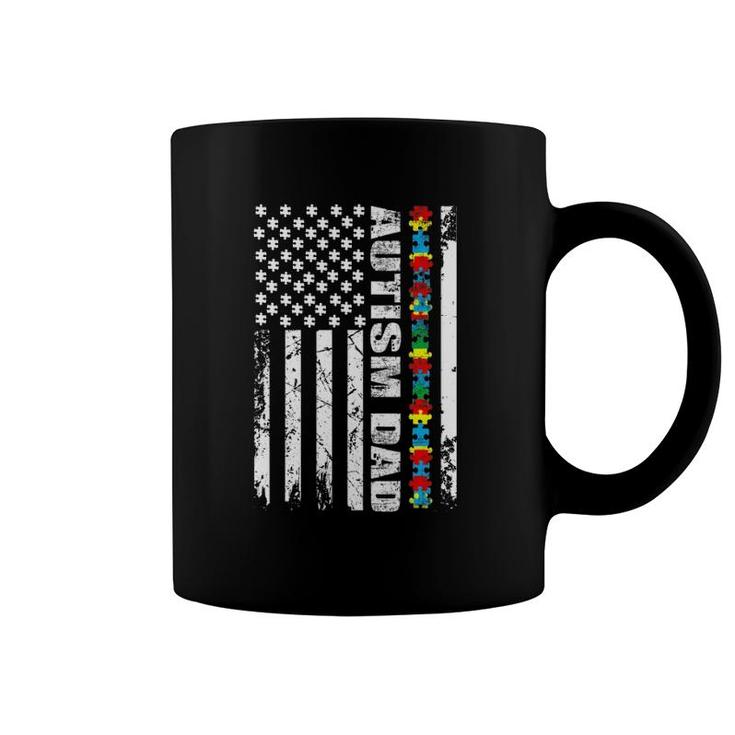 Autism Awareness Autism Dad Usa Flag Gift Coffee Mug