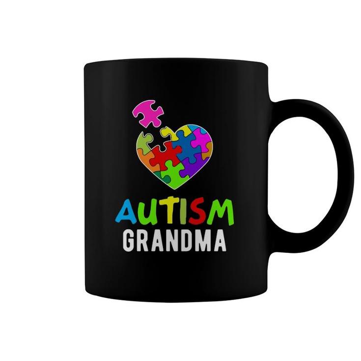 Autism Awareness Grandma Puzzle Heart  Coffee Mug