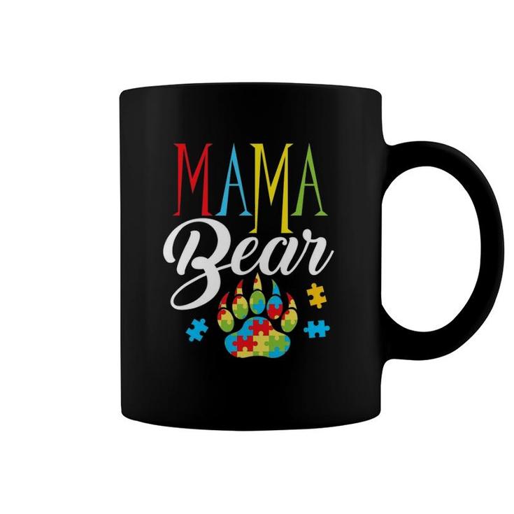 Autism Mama Bear Paw Puzzle Piece Child Womens Autistic Coffee Mug