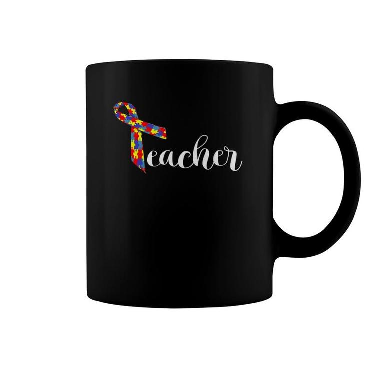 Autism Teacher Women Men Adult Awareness Ribbon Gift Coffee Mug