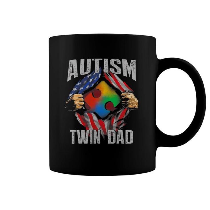 Autism Twin Dad American Flag Autism Awareness Coffee Mug