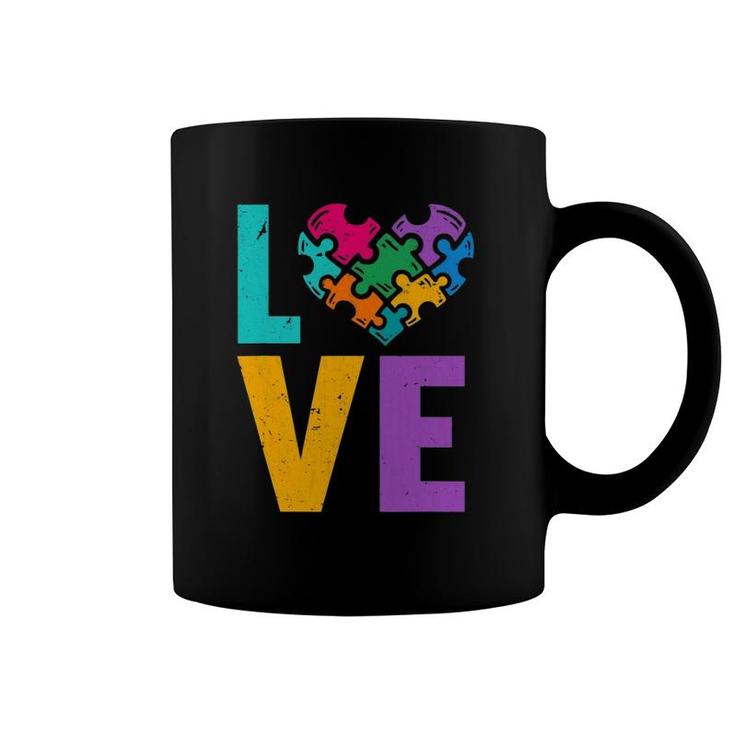 Autistic Kids Puzzle Pieces Heart Love Autism Awareness Coffee Mug
