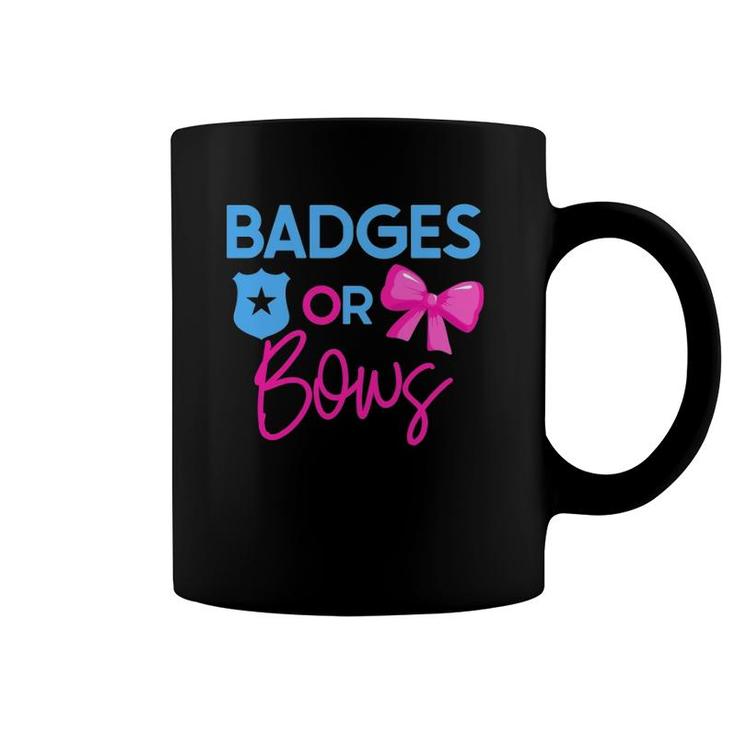 Badges Or Bows Gender Reveal Party Idea For Mom Or Dad Coffee Mug