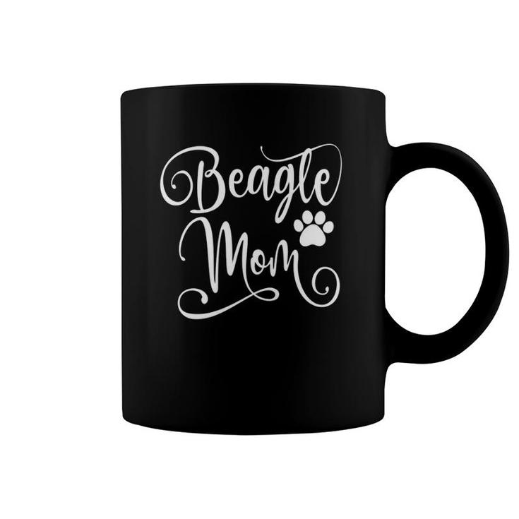 Beagle Mom Dog Lover Paw Print White Script Mother's Day Coffee Mug