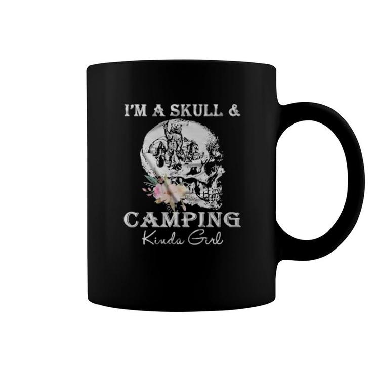 Bear Drinking Beer I'm A Skull And Camping Kinda Girl  Coffee Mug