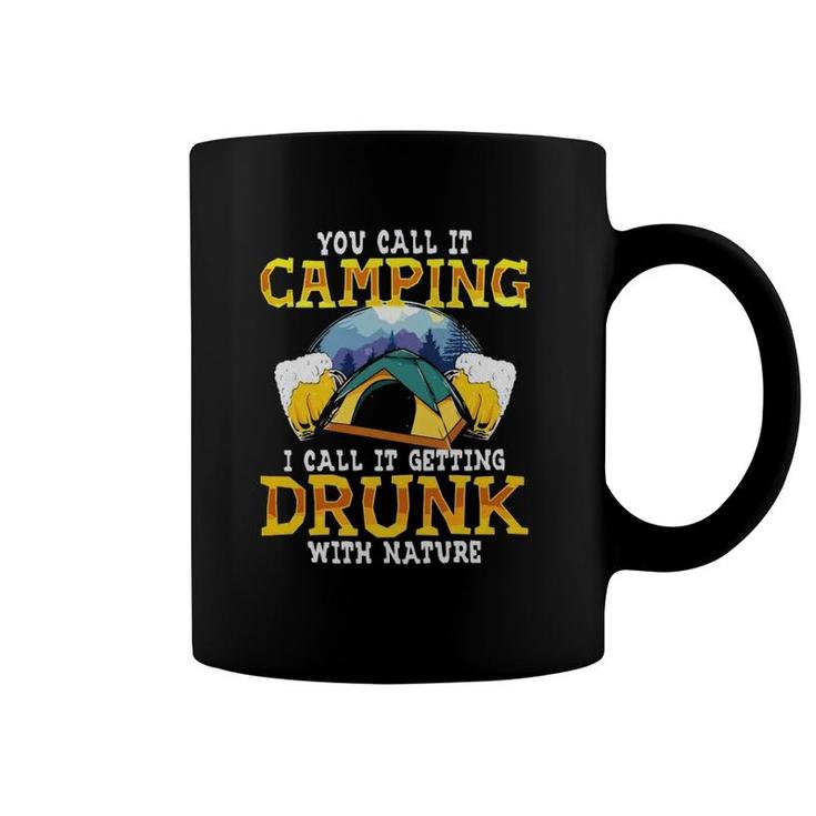 Beer Drinking Getting Drunk With Nature Funny Camping Lover Graphic Coffee Mug