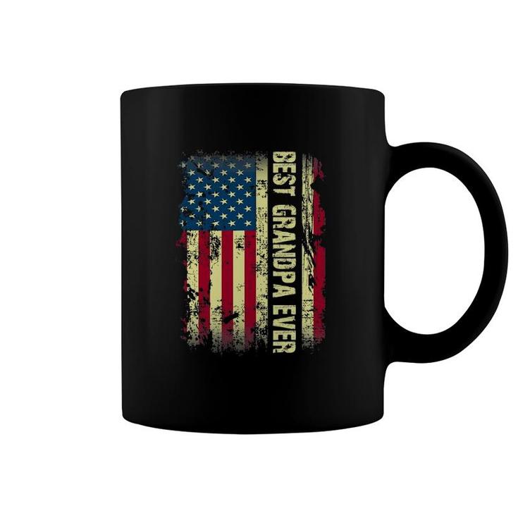 Best Grandpa Ever Vintage American Flag Gift Fathers Day Tee Coffee Mug