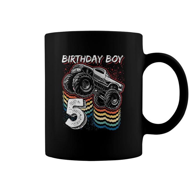 Birthday Boy 5 Monster Truck 5th Birthday Retro Vintage Gift  Coffee Mug