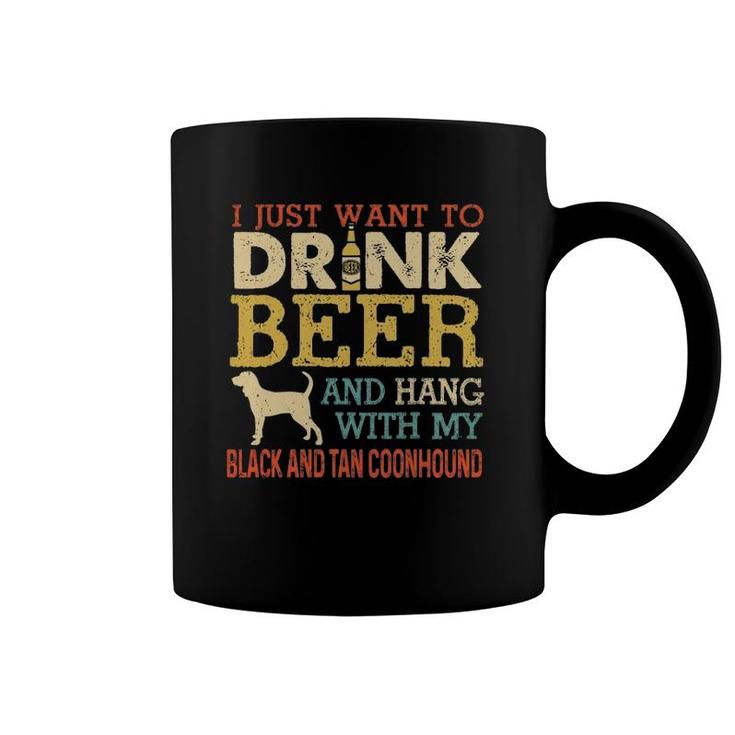 Black And Tan Coonhound Dad Drink Beer Hang With Dog Funny Coffee Mug