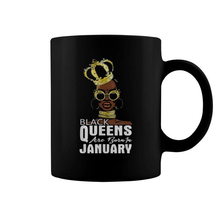 Black Queens Born In January Birthday Girl African American Coffee Mug