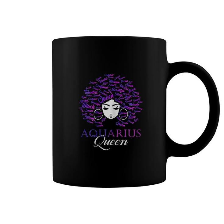 Black Women Afro Hair Aquarius Queen Coffee Mug