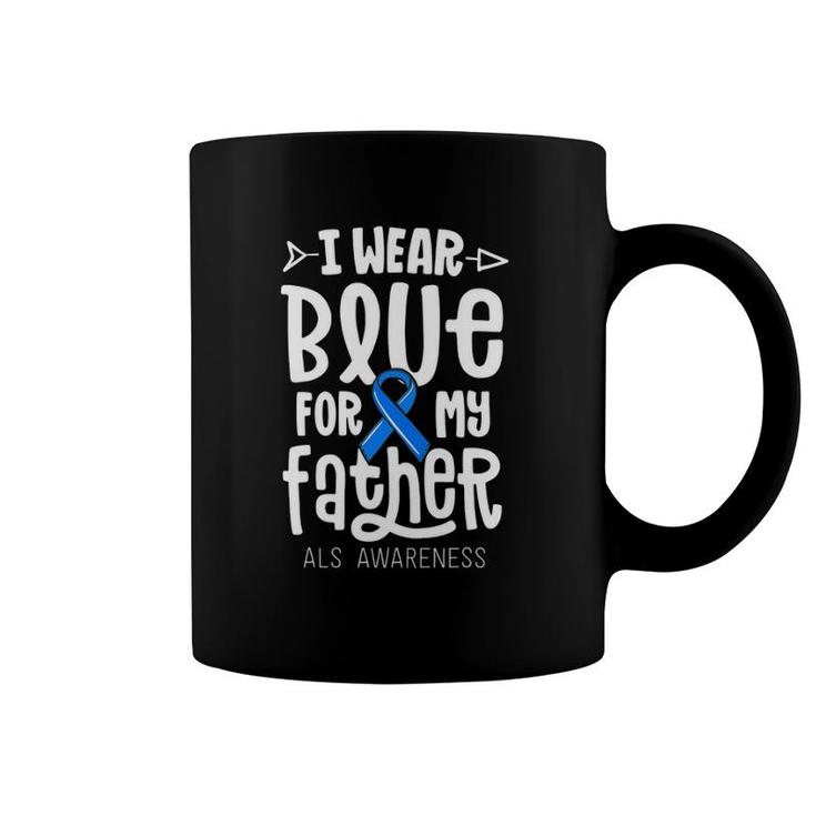Blue Ribbon For Father Gift Als Awareness Family Cure Coffee Mug