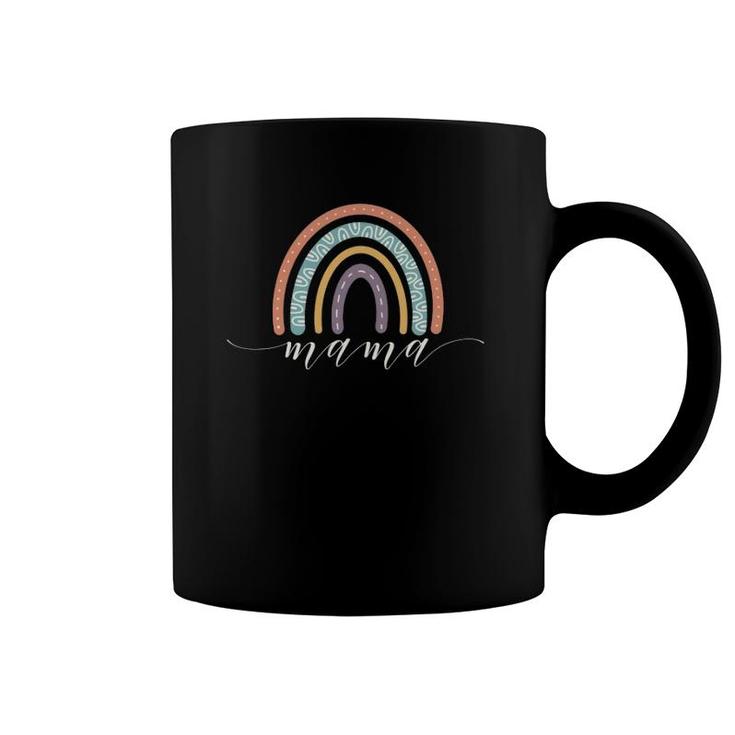 Boho Rainbow Mama Rustic Pastel Earth Tones Coffee Mug