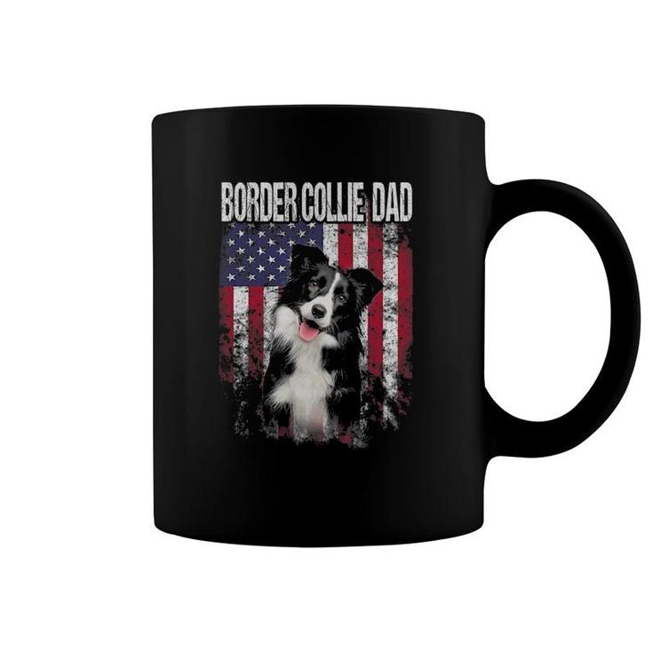 Border Collie Dad With Proud American Flag Dog Lover Gifts Coffee Mug