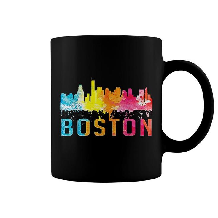 Boston Massachusetts Retro Watercolor Coffee Mug