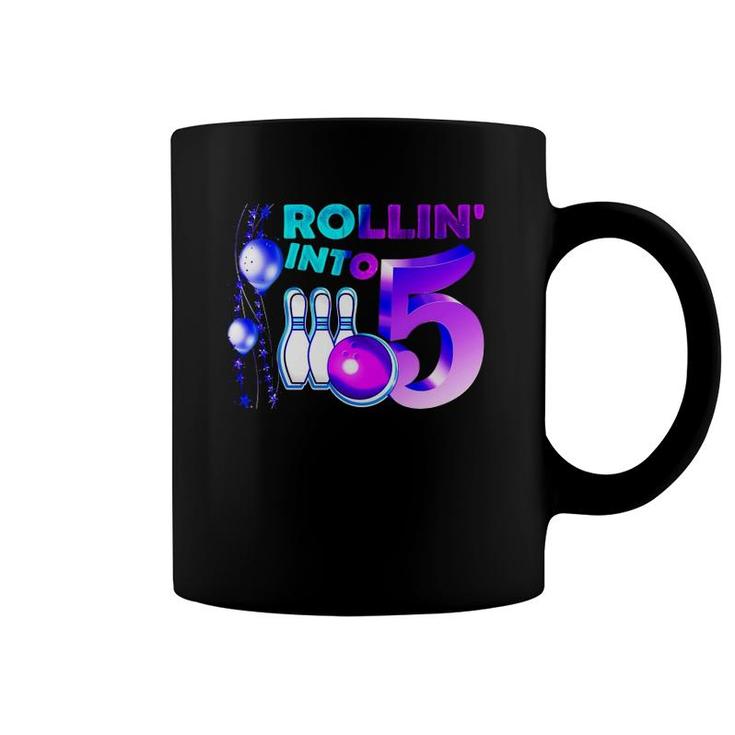 Bowling Birthday Party 5Th Rollin' Into 5 Years Old Bowler Kid Coffee Mug
