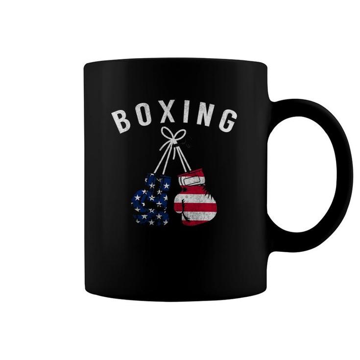 Boxing Gifts For Him Dad Men Box Gloves American Flag Usa Coffee Mug