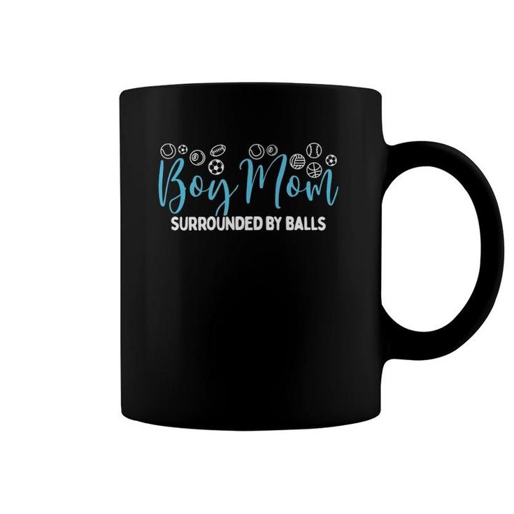Boy Mom Surrounded By Balls Mother Of Ballers Sports Costume Coffee Mug