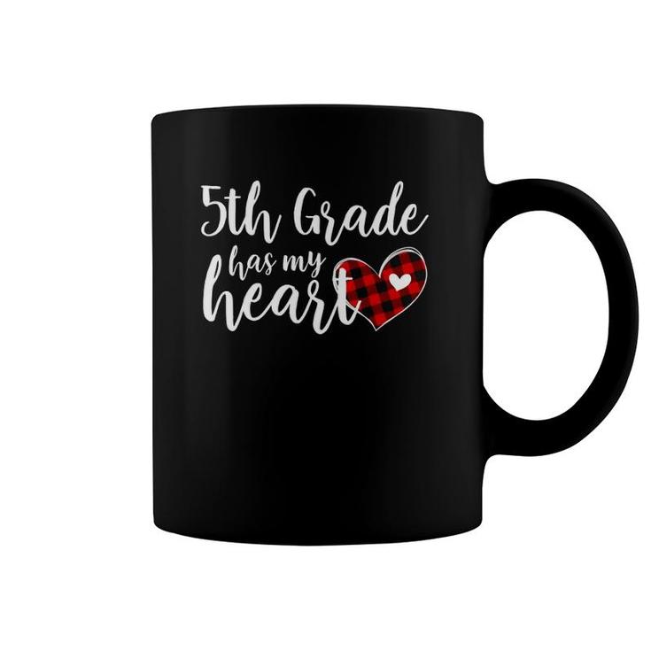 Buffalo Plaid 5Th Grade Has My Heart Teacher Valentine Coffee Mug