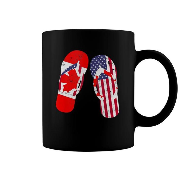 Canadian American Flag Flip Flops Patriotic Gift  Coffee Mug