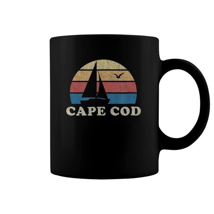 Cape Cod Ma Vintage Sailboat 70S Throwback Sunset Coffee Mug