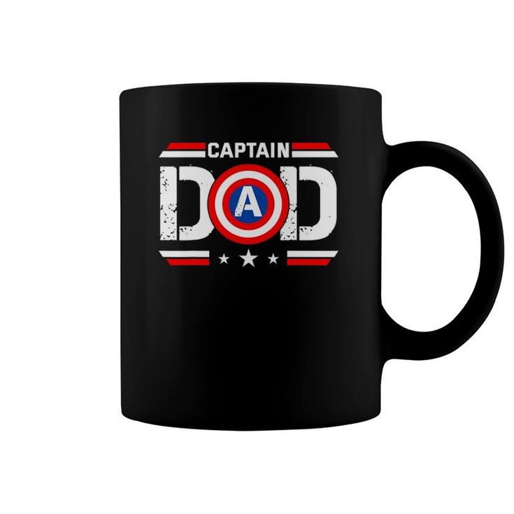 Captain Dad Superhero Funny Men Fathers Day Vintage Dad Coffee Mug