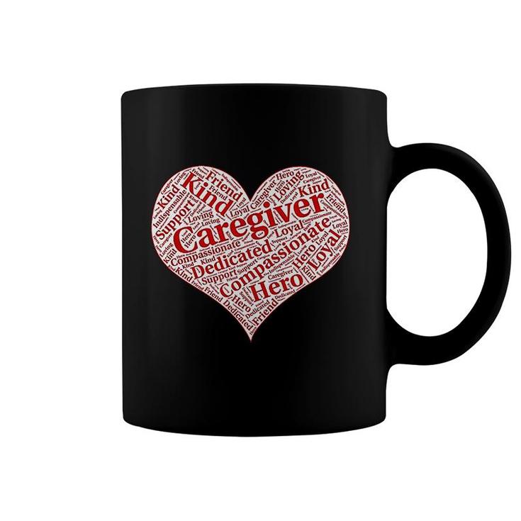 Caregiver Heart Word Cloud Coffee Mug